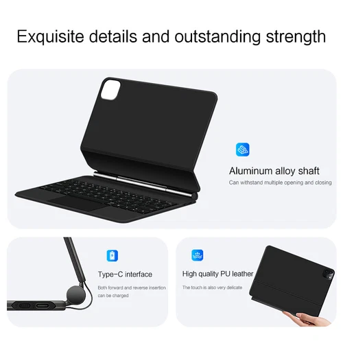 For iPad Pro M4/Air M2 2024 Stand Leather Magic Removable Backlit Keyboard Case - Picture 6 of 44