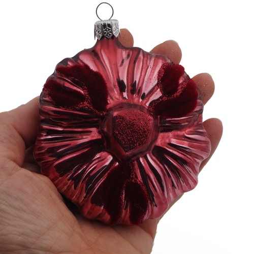 6er Set große mundgeblasene Glas Edelweiß Blume Christbaumschmuck Böhmisch - Bild 6 von 7