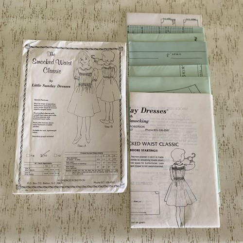 The Smocked Waist Classic Uncut Sewing Pattern Little Sunday Dress Girls Sz 10 - Picture 2 of 3