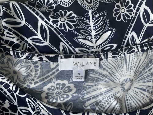 W. LANE Size Small Blue White Floral Dress with Side Tie Short Sleeves Office - Picture 6 of 8
