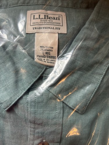 Reduced! Was $39.50 Vintage LL Bean Green Mens LS Shirt 100% Cotton L Orig. Wrap - Picture 2 of 7
