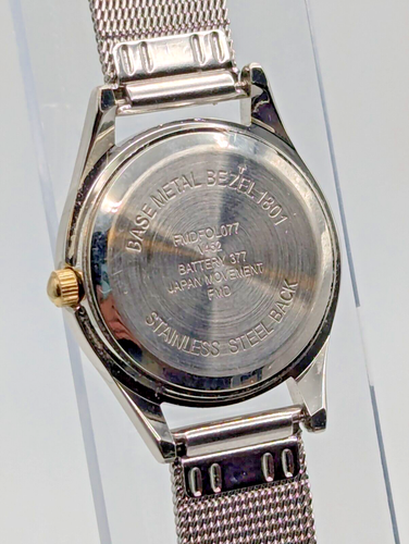 Folio Ladies Two Tone Stainless Steel Mesh Watch Sunray Dial New Battery EUC - Picture 6 of 7