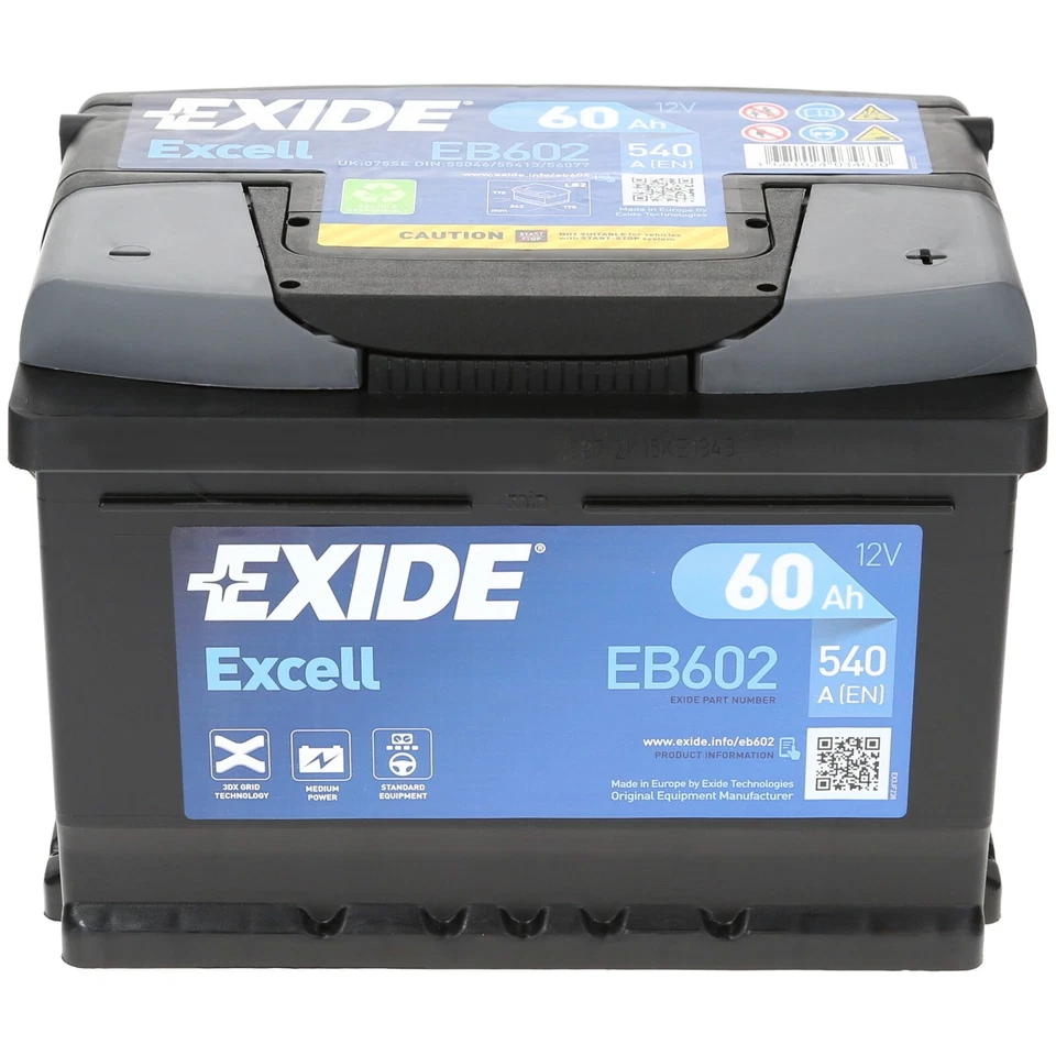 Starterbatterie Exide 12V 60 Ah EB602 Autobatterie Top Angebot gefüllt u geladen - Bild 2 von 4