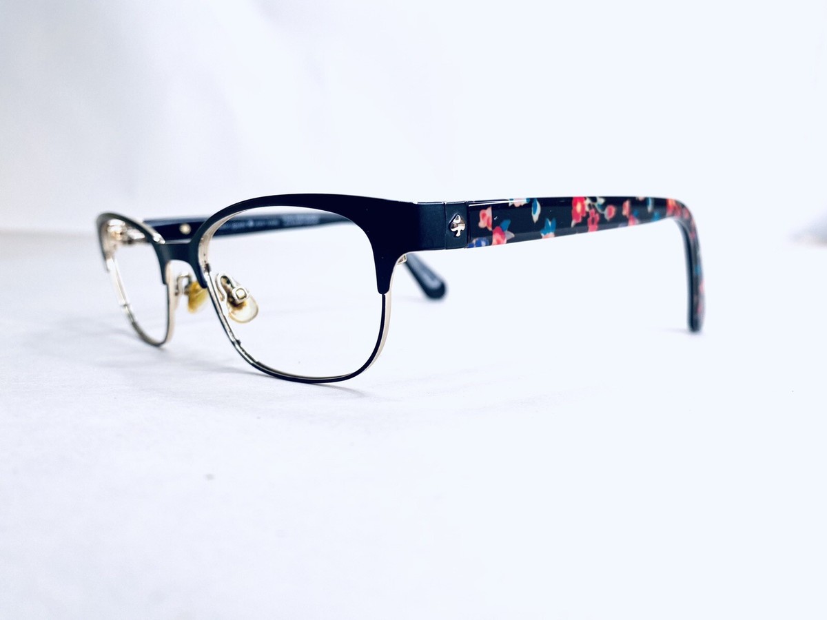 Kate Spade Black Gold Cat Eye Glasses W Floral Temples  display picture 2