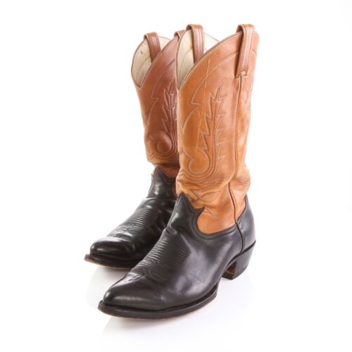 Tony Lama Brown Black Leather Cowboy Western Boot… - image 1
