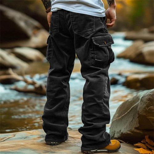 Men Casual Corduroy Pants Workout Baggy Sweatpant Retro Outdoor Cargo Trousers - Picture 4 of 14