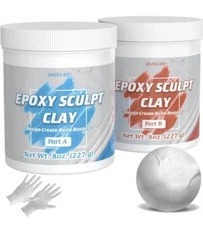 White Epoxy Sculpt Clay, 1 Pound Self-Hardening AB Epoxy Sculpt Pool Putty