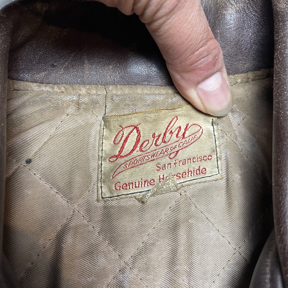 Vintage 60s Derby Sportswear Genuine Horsehide A-2 Leather Vintage 60s Derby Sportswear Genuine Horsehide A-2 Leather