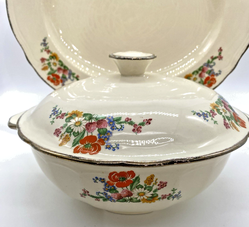 Set of 2 Alfred Meakin Royal Marigold Covered Vegetable Dish and Serving Platter - Picture 12 of 21