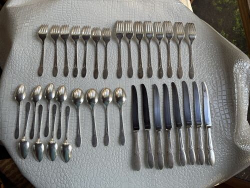 Rogers Bros 1847 Besteck Sylvia Silverplate Silberbesteck monogrammiert "W" 35 Teile - Bild 3 von 22