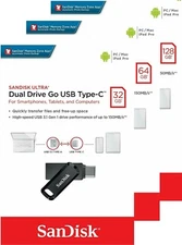SanDisk 32GB 64GB 128GB Ultra Dual Drive Go USB Type-C Flash Drive SDDDC3