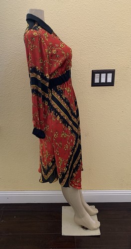 Abito manica lunga Zara Basic taglia XS multicolore raso stampa floreale e uccellino nuovo con etichette - Foto 3 di 11