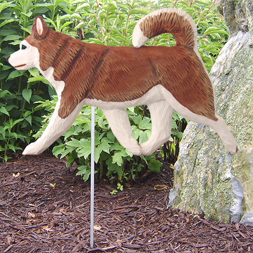 Alaskan Malamute Outdoor Garden Sign Hand Painted Figure Red/White