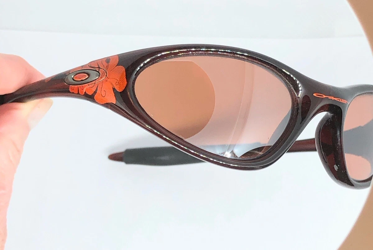 Vtg Oakley Minute 1.0 ( 2nd Gen) Tangerine Flower VR28 Black Iridium Sunglasses