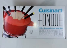 Cuisinart 13-Pc Enamel Cast Iron Fondue Set Red