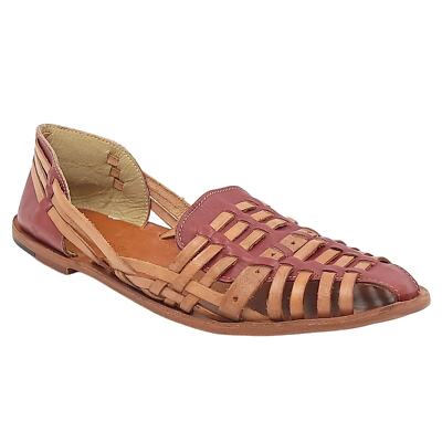 Vintage Foundry Co Women Huarache Flats Myra Size US 9.5 Wine Red Leather