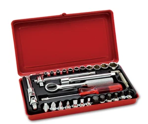 ASAHI TOOLS 1/4in Ensemble de clés de socket 34-pc ensemble 0.9kg Avec boîtier en métal Japon