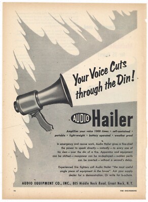 1956 Audio Equipment Co. Ad: Audio Haler for Fire Rescue, Police ...
