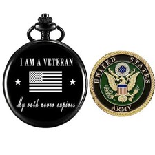 Gifts for Veterans,Pocket Watch for Veterans with Military B.Color B