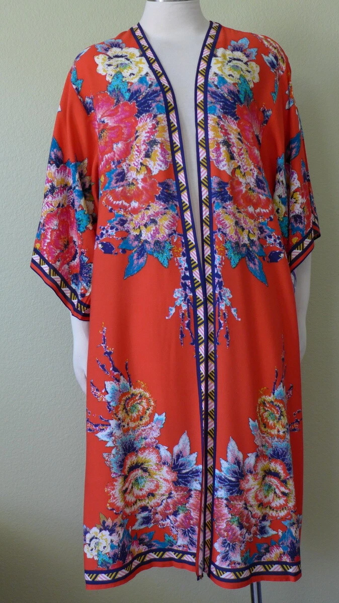 Red floral hotsell kimono cardigan