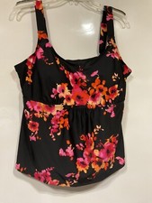 Swimsuits For All Size 20 Tankini Swim Top Floral Built In Bra Wide Straps New
