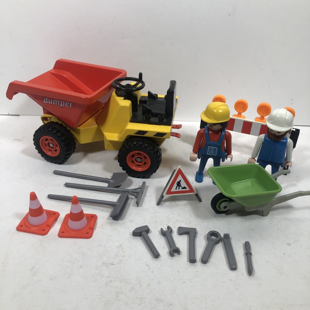 VINTAGE 1988 PLAYMOBIL 3756 DUMPER CONSTRUCTION WORKERS