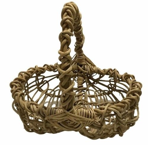 Vtg Buttock Basket Grapevine Eye of God Egg Gathering Woven 11" Primitive - Picture 3 of 5