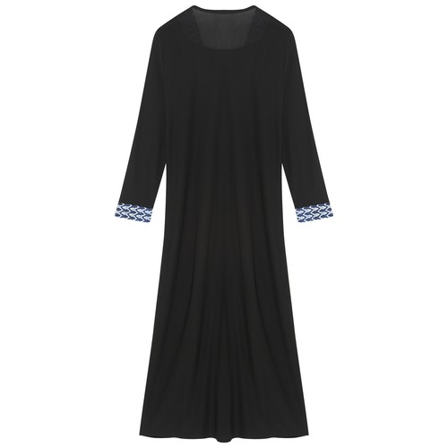 Women Long Sleeve Embroidery Sparkly Rhinestones Long Abaya Muslim Maxi Dress - Picture 26 of 45
