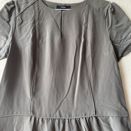 Piper Dress Size 16 Khaki Green Collarless Short Sleeve Drop Waist - Picture 5 of 11