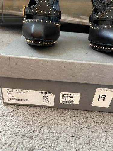 ALEXANDER McQUEEN BLACK STUDDED SCARPA PELLE CUOIO SIZE 8 1/2 $ 1,355 - Picture 5 of 11