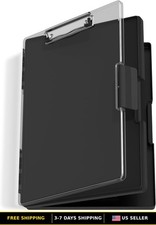 Durable Black 8.5 x 11 Clipboard Folder with Storage and Side Opening