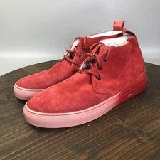 Del Toro Shoes Mens Size 12 Red Suede Chukka Sneakers Lace Up Made in Italy 312