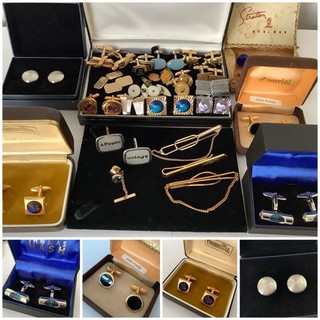 Lotto lavoro vintage gemelli cravatte clip inc in scatola Thomas Nash Ben Sherman Stratton