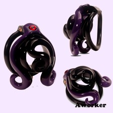 Male One-Eyed Chastity Cage CB Lock 4 Ring Sissy Restraint Anti-Cheating Device