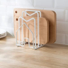 SUNFICON Cutting Board Rack Chopping Board Organizer Pot Pan Lids Holder White
