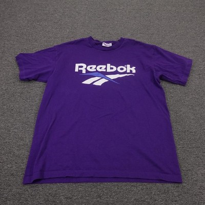 Vintage Reebok Shirt Mens Large Purple Big Logo Graphic Tee Made USA 90s