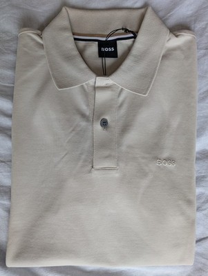 Hugo Boss Gr. M, Men's Beige Pallas Short Sleeve Polo Shirt 50468301 BIO Cotton