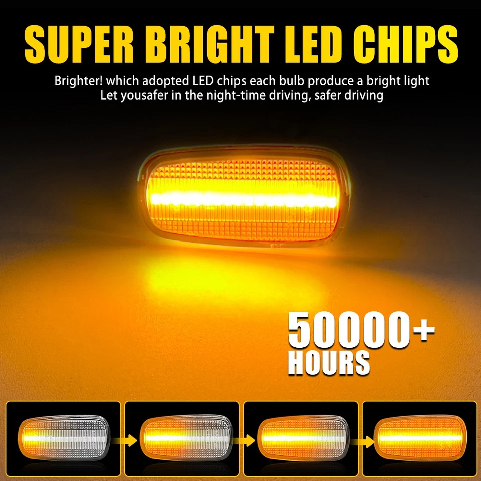 Juego de 2/3 para 04-06 Scion xB Secuencial Transparente LED Guardabarros Delantero LUCES MARCADORAS LATERALES Foto 4 de 4