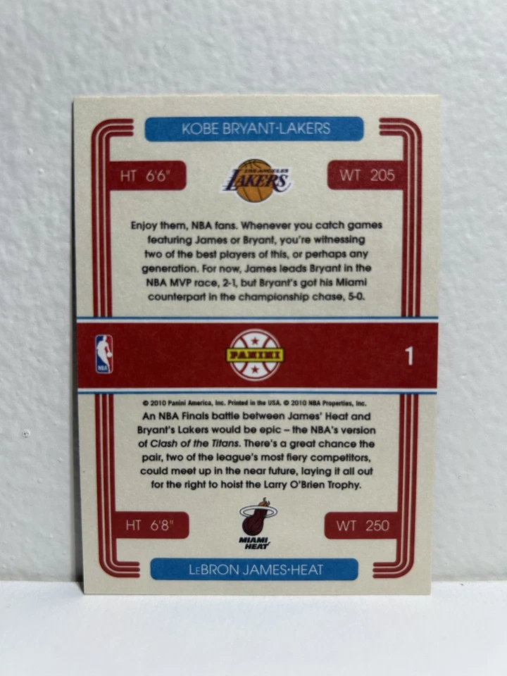 2010-11 Donruss Коби Брайант и Леброн Джеймс дуэтов вставить SP #1 (мягкий угол) - Изображение 2 из 2