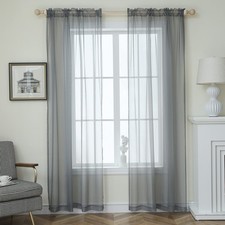 bestselected Window Grey Sheer Curtains, 52 x 52"W x 84"L Pack of 2 ,
