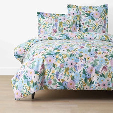 Rifle Paper Co. Party Classic Cool Cotton Percale Duvet Cover - Lilac, Queen