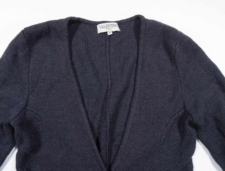 Suéter Vintage Valentino Roma Mujer Mediano Azul Cárdigan Mezcla Lana Damas Foto 2 de 4