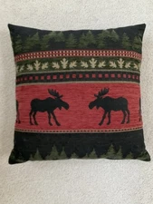 MOOSE Throw Pillow - 18 inches Square - Leather Look Back