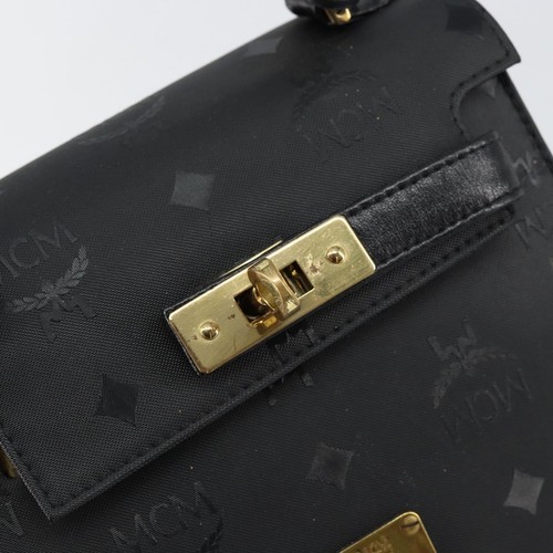 MCM Vicetos Logogram Hand Bag PVC Black Gold Auth 145191 - Picture 19 of 24