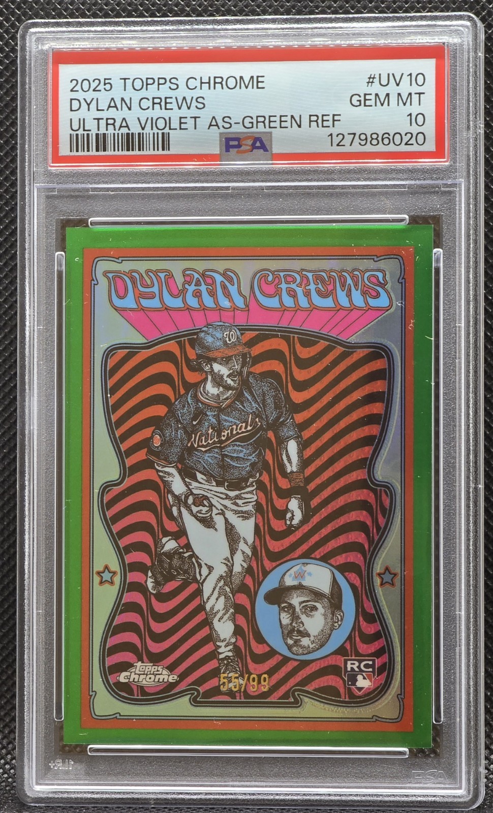 2025 Topps Chrome Ultra Violet ALLSTARS Dylan Crews RC Green Refractor/99 PSA 10