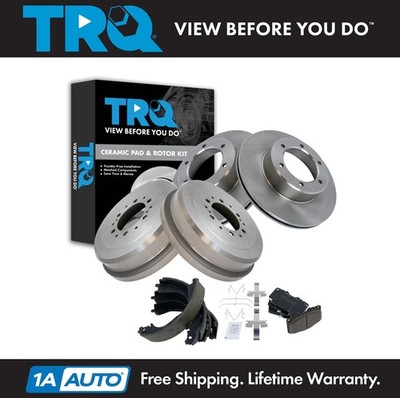 TRQ Front & Rear Brake Pad & Rotor,Shoe & Drum Kit Ceramic Fits 89-95 Toyota