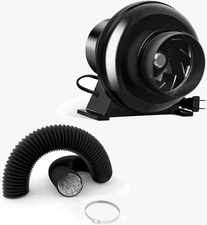 4 Inch 195 CFM Inline Duct Ventilation Fan 8 Feet Aluminum Ducting for Grow Tent