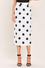 RETRO POLKA DOT WOVEN MIDI PENCIL SKIRT