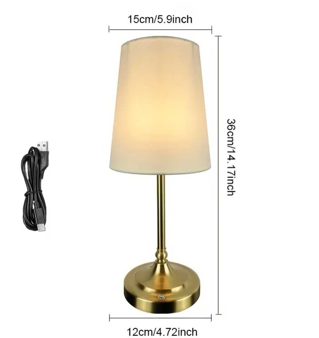 Brass Effect USB C Side Table Bedside Lamp Adjustable Brightness