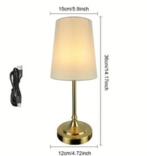 Brass Effect USB C Side Table Bedside Lamp Adjustable Brightness